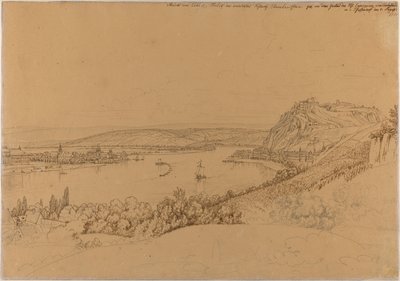 Widok Koblencji z Renem i twierdzą Ehrenbreitstein (recto); Widok zamku w Heidelbergu (verso) autorstwa Johann Adam Klein