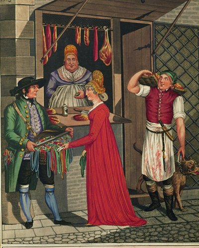 Sklep mięsny i rzeźnik z psem ... autorstwa Johann Adolph Opitz
