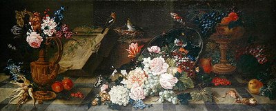 Martwa natura z kwiatami i owocami, ok. 1785-87 (olej na płótnie) autorstwa Johann Amandus Winck