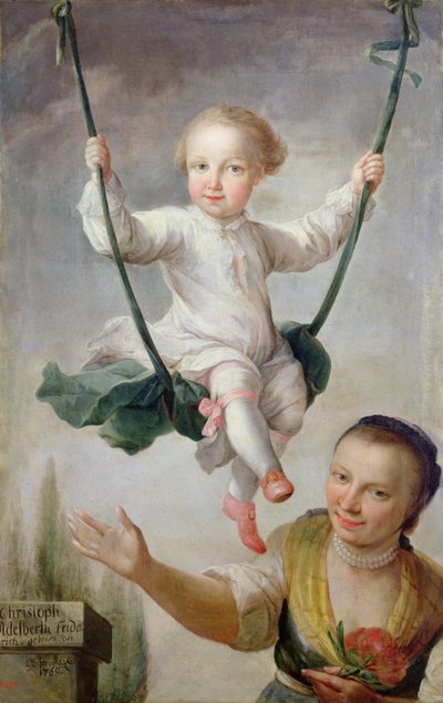 Christoph Adalbert Friedrich von Stein na huśtawce, 1768 autorstwa Johann Andreas Herrlein