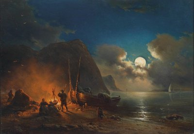 Romantyczne ognisko w świetle księżyca autorstwa Johann Anton Castell