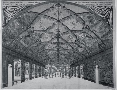 Sala Olbrzymów z baletem mauretańskim w Dreźnie w 1678 r. autorstwa Johann Atzelt