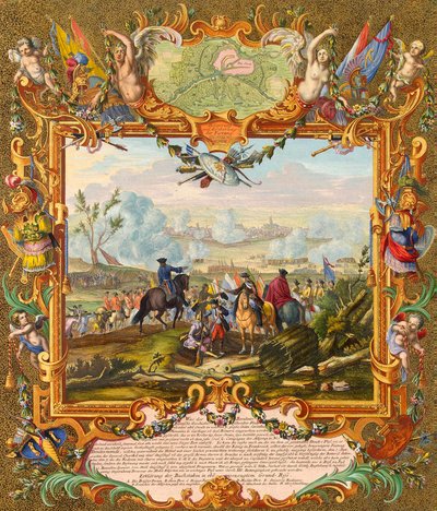 Zdobycie twierdzy Audenarde przez wojska alianckie w 1708 r., początek XVIII wieku. autorstwa Johann August Corvinus