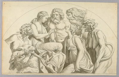 Psyche prosi Prozerpinę, aby włożyła trochę jej piękna do urny dla Wenus autorstwa Johann August Nahl the Younger