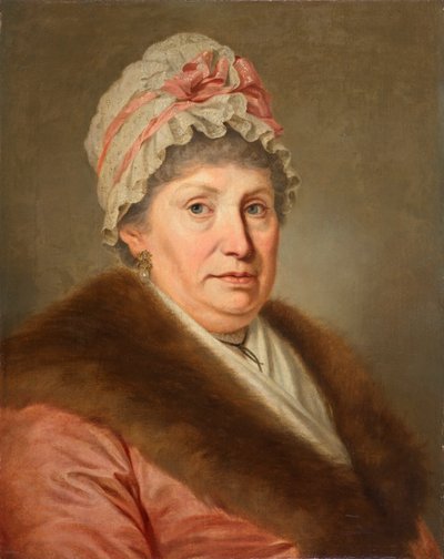 Burżuazyjna kobieta z koronkowym kapturem i futrzanym kołnierzem autorstwa Johann Baptist Lampi d. Ä.