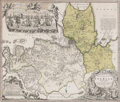 Mapa Ingria z widokiem na Sankt Petersburg autorstwa Johann Baptista Homann