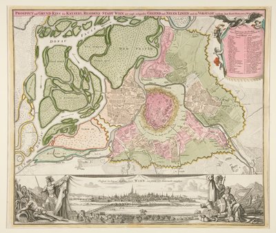 Mapa Wiednia autorstwa Johann Baptista Homann