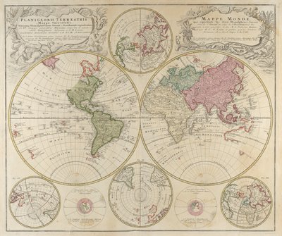 Planiglobii Terrestris Mappa Universalis..., 1746 autorstwa Johann Baptista Homann