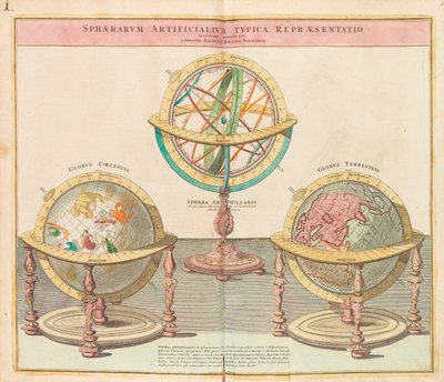 Globusy z Wielkiego Atlasu całego świata, 1725. autorstwa Johann Baptista Homann