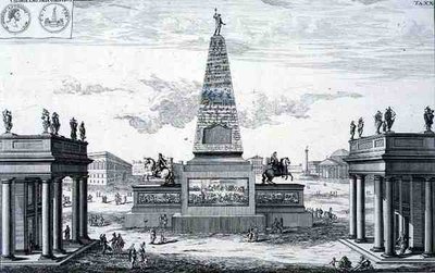 Obelisk poświęcony Markowi Aureliuszowi Antoninusowi (161-80) i Lucjuszowi Aureliuszowi Verusowi (161-69), Grecja, z „Plan architektury historycznej” autorstwa Johann Bernhard (after) Fischer von Erlach