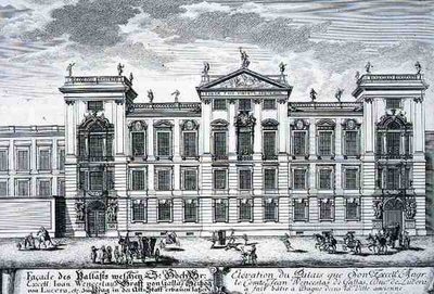 Pałac hrabiego Jana Wacława, Praga, z "Projektu architektury historycznej", ryciny Johanna Adama Delsenbacha (1687-1765) 1721 (grafika) autorstwa Johann Bernhard (after) Fischer von Erlach