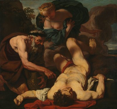 Selene i Endymion (dawniej zatytułowany Śmierć Oriona) autorstwa Johann Carl Loth (attributed to)