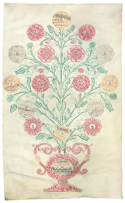 „Róża”, drzewo genealogiczne podarowane cesarzowi Karolowi VI, 1731 r. autorstwa Johann Carl Paricius
