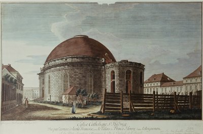 Św. Jadwiga, Katedra, Berlin (ręcznie kolorowany grawerunek) autorstwa Johann Carl Wilhelm Rosenberg