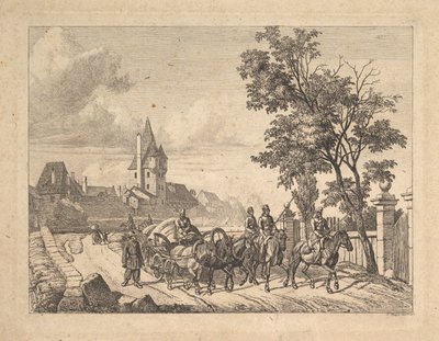 Kozacy eskortujący wóz bagażowy, 1816 r. autorstwa Johann Christian Erhard