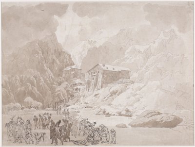 Przejście żołnierzy na Św. Bernardzie autorstwa Johann Christian Ernst Müller