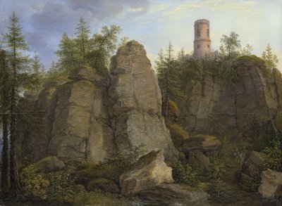 Klingstein, skała porfirowa w pobliżu Aussig autorstwa Johann Christian Klengel