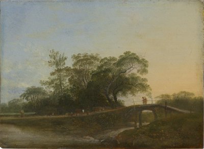 Krajobraz z kładką dla pieszych autorstwa Johann Christian Klengel