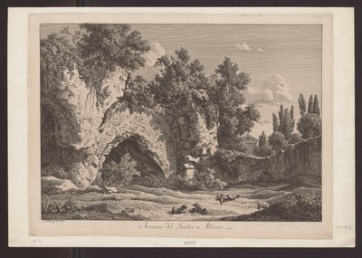 Widok teatru w Albano (Pasterz z owcami wśród ruin) autorstwa Johann Christian Reinhart