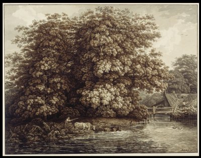 Młyn przy wielkich dębach autorstwa Johann Christian Reinhart
