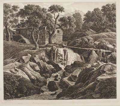 Pejzaż z kołem młyńskim autorstwa Johann Christian Reinhart