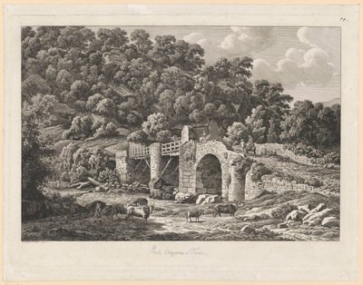 Pejzaż - Ponte Aquoreo w Tivoli autorstwa Johann Christian Reinhart