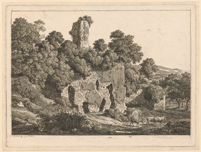 Pejzaż - Ruiny willi Ventidia Bassa w Tivoli autorstwa Johann Christian Reinhart