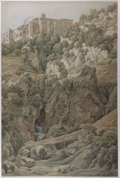 Klasztor benedyktynów Santa Scholastica w pobliżu Subiaco w górach Sabine, 1797. autorstwa Johann Christian Reinhart