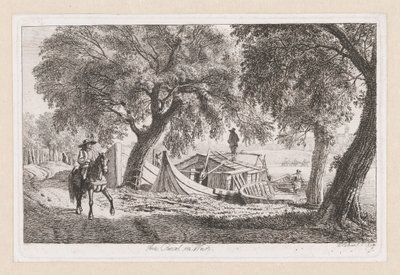 Zacumowane łodzie przy kanale w Wiedniu Am Canal w Wiedniu (tytuł na obiekcie) autorstwa Johann Christoph Erhard