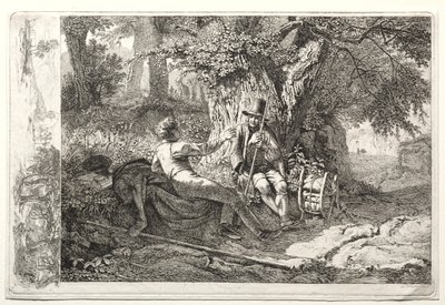 Artysta odpoczywa ze swoim przewodnikiem autorstwa Johann Christoph Erhard