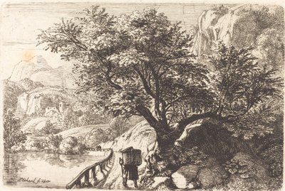 Chłop idący wzdłuż rzeki autorstwa Johann Christoph Erhard