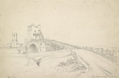 Ponte Salario pod Rzymem, 1821 (grafit na papierze w kolorze złamanej bieli) autorstwa Johann Christoph Erhard