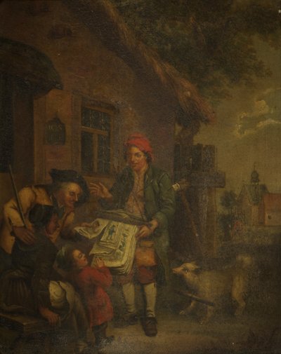 The Village Printseller (olej na miedzi) autorstwa Johann Conrad Seekatz