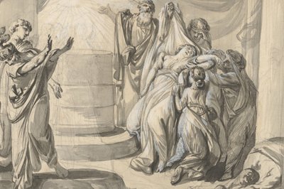Antyczna scena ofiarna, verso: Szkic grupy ludzi, 1779 . autorstwa Johann Eleazar Schenau