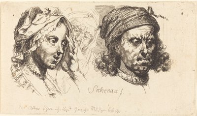 Młoda kobieta, stara kobieta i mężczyzna z długimi włosami autorstwa Johann Eleazar Schenau