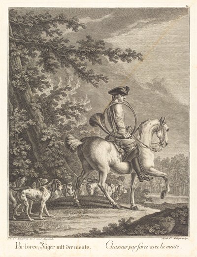 Łowca ze sforą ogarów autorstwa Johann Elias Ridinger