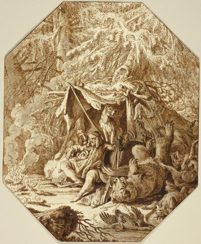 Odważny Łowca, Wytrwanie Zimą autorstwa Johann Elias Ridinger