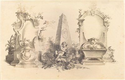 Kartusz nowoczesny z herbami śmierci autorstwa Johann Esaias Nilson