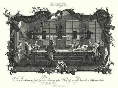 Gra w bilard (grawerowanie) autorstwa Johann Esaias Nilson