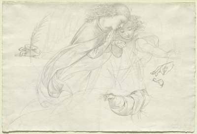 Dwa rozpaczające anioły (verso) autorstwa Johann Evangelist Scheffer von Leonhardshoff