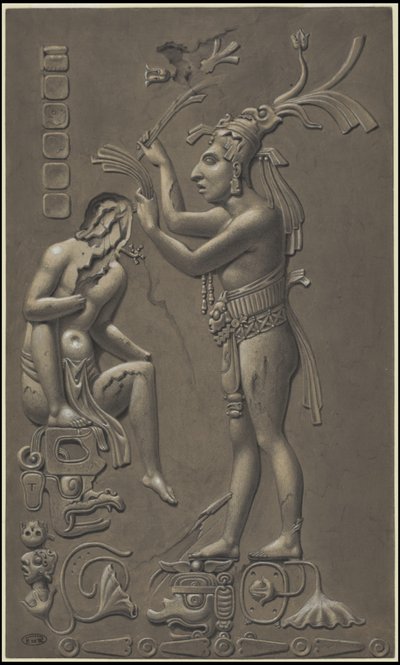 Kolekcja oryginalnych dzieł Waldecka przedstawiających Mezoamerykę, pudełko 4 z 22 autorstwa Johann Friedrich Maximilian von Waldeck