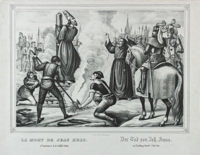 Śmierć Jana Husa w Konstancji, połowa XIX wieku.. autorstwa Johann Friedrich Wentzel