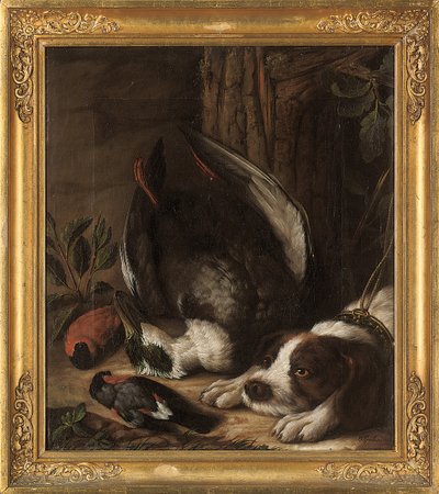 Pies myśliwski i jego zdobycz, 1768 autorstwa Johann Friedrich von Grooth