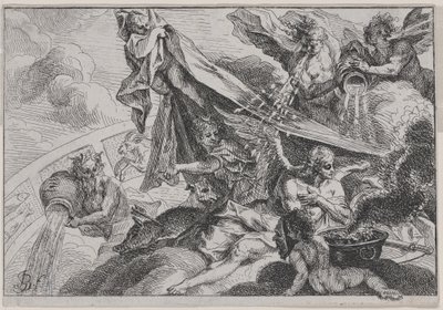 Alegoria Zimy z Dianą Łowczyni autorstwa Johann Georg Bergmuller