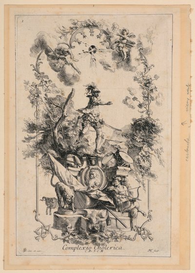 Projekt panelu reprezentującego temperament choleryczny autorstwa Johann Georg Bergmuller