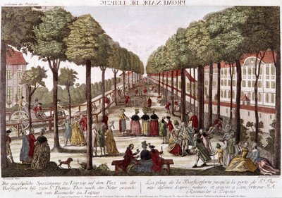 Promenada Lipska pod koniec XVIII wieku. grawer Rosmesler & Bergmuller. autorstwa Johann Georg Bergmuller