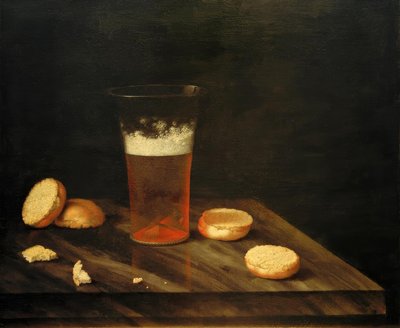 Martwa natura z kuflem piwa i bułeczkami autorstwa Johann Georg Hainz