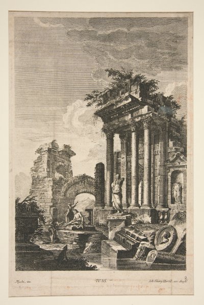 Capriccio z rzymskimi ruinami autorstwa Johann Georg Hertel