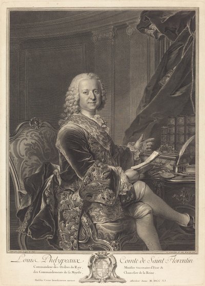 Louis Phelypeaux, hrabia Saint Florentin autorstwa Johann Georg Wille after Louis Tocqué