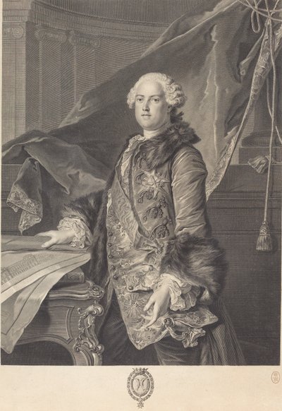 markiz Marigny autorstwa Johann Georg Wille after Louis Tocqué